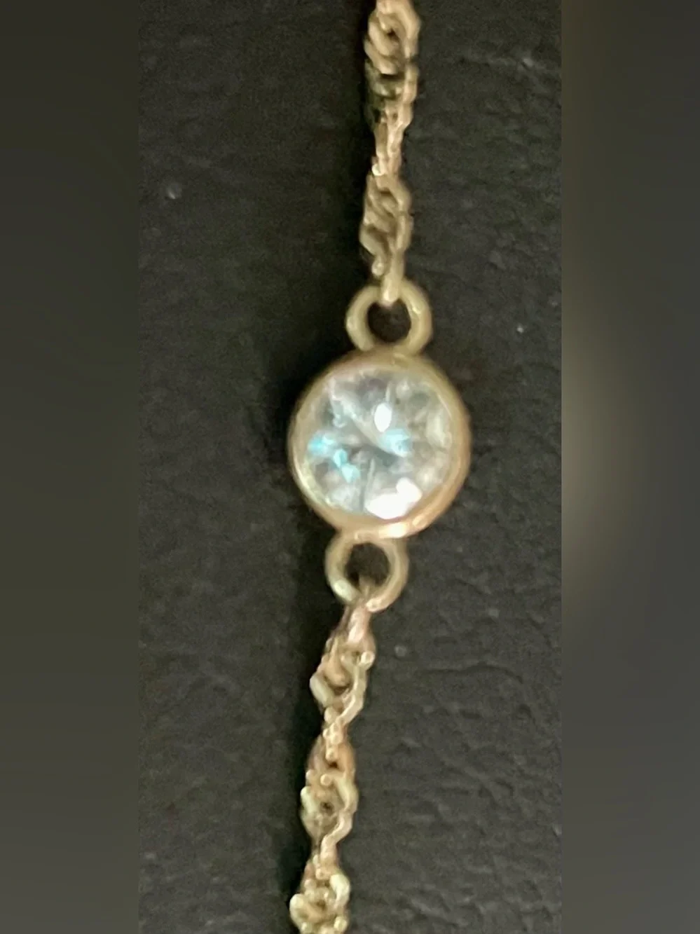 10KT Stamped YellowGOLD Bracelet with 3 CZ stones. Very Pretty. 1.08 grams. - Picture 12 of 14